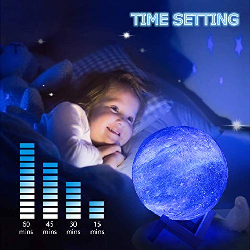 Moon Lamp, Night Light, LOGROTATE 16 Colors Galaxy Lamp 3D Printing Kids Moon Light with Stand/Remote Control/Touch/USB Rechargeable, Moon Night Light for Kids Baby Friends Family Gifts (4.8 inch)