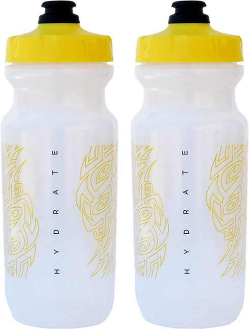 Peakline Sports - 2nd Gen Big Mouth Bike Water Bottle (21 oz) by Specialized Bikes (2-Pack) (Clear / Yellow)