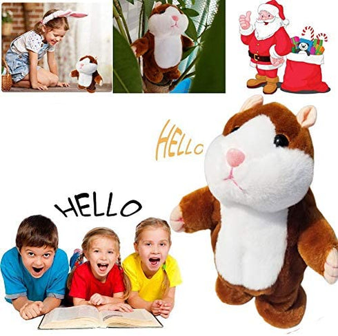 Tonmp Brown Talking Hamster Mouse Toy - Repeats What You Say and Can Walk - Electronic Pet Talking Plush Buddy Hamster Mouse as Party Gift (Brown)