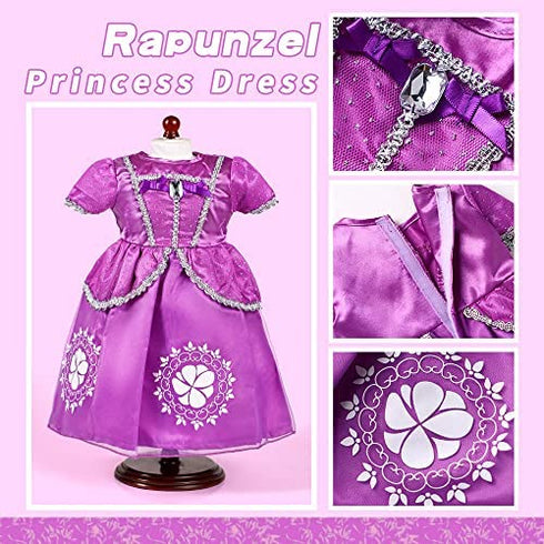 Dreamgirl World Collections 18-Inch Doll Clothes Princess Dress 5 Pc Pincess Dress Set Includes Cinderella, Belle, Snow White, Rapunzel and Aurora Fits 18" Dolls