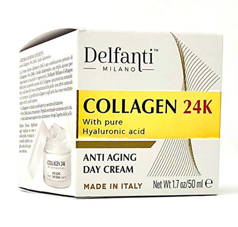 Delfanti-Milano • COLLAGEN 24K • Anti-Aging Day Cream • with pure Hyaluronic Acid • Made in Italy.