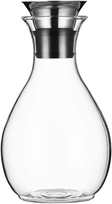 Purefold 54 Ounce Glass Pitcher with Flower Shaped Drip-Free Stainless Steel Lid, Hot and Cold Water Carafe, Tea Coffee Maker, Ice Tea Carafe, Juice Jar, Wine Decanter