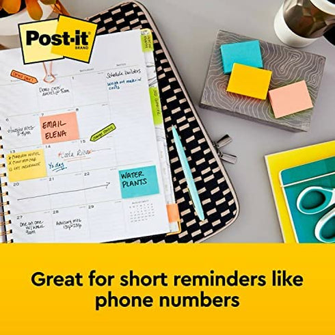 Post-it Notes, 1.5x2 in, 24 Pads, America's #1 Favorite Sticky Notes, Beachside Café Collection, Pastel Colors, Clean Removal, Recyclable (654-14AU)