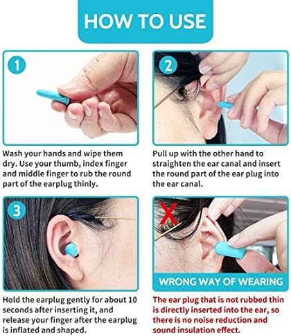 Lysian Ultra Soft Foam Earplugs 60 Pairs, 38dB SNR Ear Plugs for Sleeping, Travel, Shooting (Lake Blue)