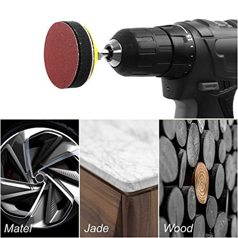 HongWay 300pcs 2 Inches Sanding Discs Pad Kit for Drill Sanding Grinder Rotary Tools with Backer Plate Shank and Soft Foam Buffering Pad, Sandpapers Includes 60-3000 Grit