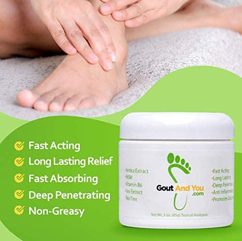 Gout and You Pain Relief Cream for Joint Flare-Ups, Tendon, Muscle Ache - Fast Acting Pain Relieving Rub with Arnica Extract, Ilex Leaf Extract, Aloe Vera and Tea Tree Oil