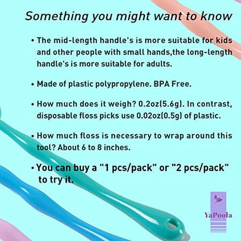 YaPoola Colorful Design Dental Floss Handle 3 Counts for Adults and Kids Teeth Cleaning Interdental Brush Unflavored Floss Picks floas Holder Reusable Flosser