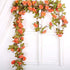 230cm/ 91in Silk Rose Wedding Decorations Ivy Vine 2pcs Artificial Flowers Arch Decor with Green Leaves Hanging Wall Garland (Orange)