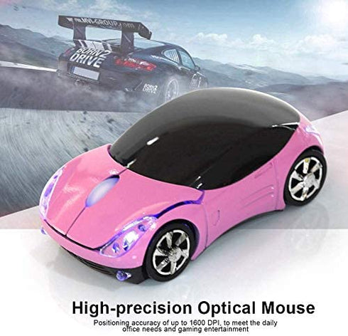 Bewinner Wireless Mouse for Kids, 2.4G Wireless Mouse with USB Receiver, Car Wireless Mouse Optical Mouse 1600DPI for Laptop PC Tablet Gaming Office Mac Windows (Pink)