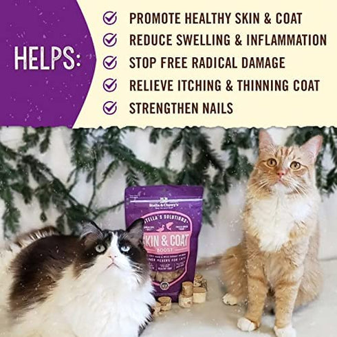 Stella & Chewy’s – Stella’s Solutions Skin & Coat Boost – Cage-Free Duck & Wild-Caught Salmon Dinner Mixer – Freeze-Dried Raw, Protein Rich, Grain Free Cat Food – 7.5 oz Bag