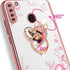 B-wishy for Samsung Galaxy A21 Case for Women, Glitter Crystal Butterfly Heart Floral Slim TPU Luxury Bling Cute Protective Cover with Kickstand+Strap for A21(Rose Gold)