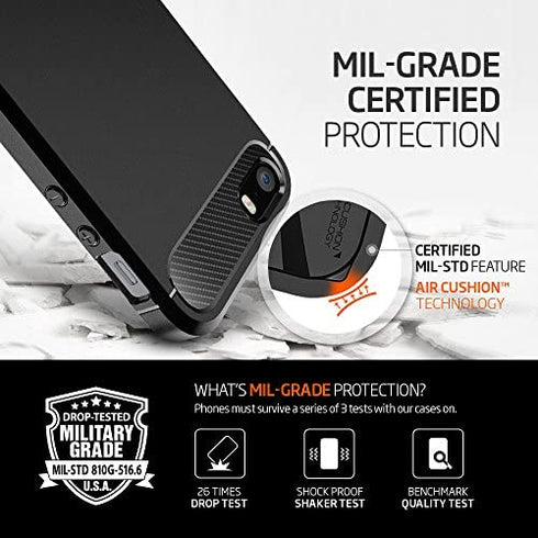 Spigen Rugged Armor Designed for iPhone SE Case (2016) - Black