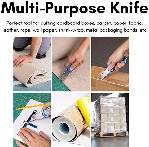 BirdRock Home Premium Folding Utility Knife – Small Compact Pocket – Folding Box Cutter Tool – 3 Extra Razor Blades – Cut Cardboard Boxes – Locking Safety Knife Set – Heavy Duty Aluminum Body