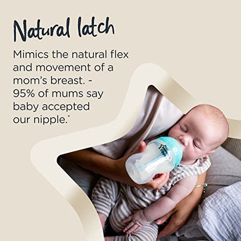 Tommee Tippee Anti-Colic Baby Bottles, Slow Flow Breast-Like Nipple and Unique Anti-Colic Venting System (9oz, 3 Count)
