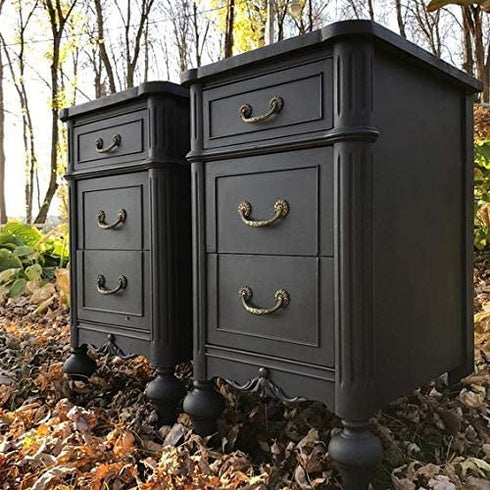 Shabby Chic Chalked Furniture Paint: Luxurious Chalk Finish Furniture and Craft Paint for Home Decor, DIY Projects, Wood Furniture - Interior Paints with Rustic Matte Finish - 8.5oz - Black Liquorice