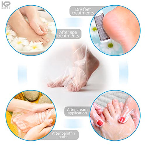 Feet Covers Disposable Moisturizer Socks - 200 Pcs Foot Moisturizing Socks Plastic Socks Pedicure Foot Spa Socks for Women - Feet Wax Paraffin Medicated Socks Wax Feet Care Paraffin Bath Foot Socks