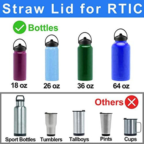 FLORAPELL Straw lid for Yeti Rambler 18 26 36 64 oz, Lid with Straws and Flexible Handle, Replacement Cap for Yeti 18oz 26oz 36oz 64oz Rambler Water Bottle Straw Cap