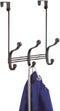 iDesign York Metal Over the Door Organizer, 3-Hook Rack for Coats, Hats, Robes, Towels, Bedroom, Closet, and Bathroom, 8.38" x 5.25" x 11", Bronze