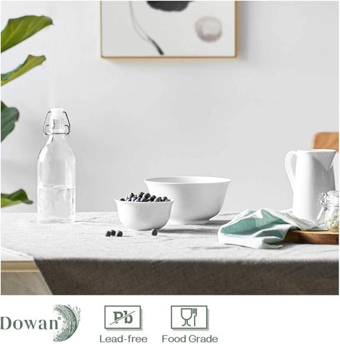 DOWAN Small Bowls, 10 Oz Bowl Set for Kitchen, Ceramic Ice Cream Bowls for Snack, Rice, Condiments, Side Dishes and Dessert, White Bouillon Cups Set of 6
