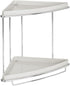mDesign Metal 2-Tier Corner Storage Organizing Caddy Stand for Bathroom Vanity Countertops, Shelving or Under Sink - Free Standing, 2 Plastic Shelves - Light Gray/Chrome
