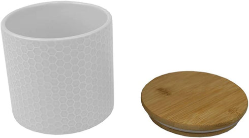 Home Basics Ceramic Canister (Small, White Honeycomb)