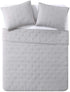 BOURINA Reversible 3-Piece Full Quilt Set - Pre-Washed Microfiber Ultra Soft Lightweight Star Quilted Bedspread Full Coverlet Set, Grey