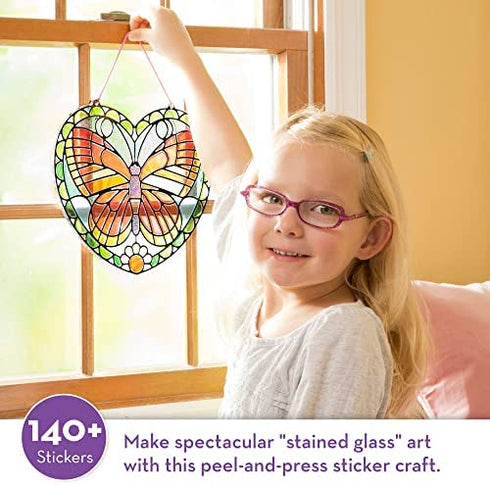 Melissa & Doug Stained Glass Made Easy Activity Kit: Butterfly - 140+ Stickers - Kids Sticker Stained Glass Craft Kit; Sun Catchers For Kids Ages 5+