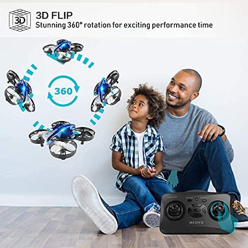 ATOYX Mini Drone for Kids & Beginners, Indoor Portable Hand Operated/RC Nano Helicopter Quadcopter with Auto Hovering, Headless Mode & Remote Control, Children's Day Gift for Boys and Girls -Blue