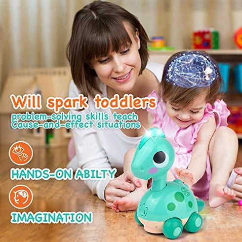 Kidpal Baby Toys 6 to 12 Months, Dinosaur Baby Boy Toys for 6 Month Old Boy Toys 12-18 Months with Music/Light Crawling Toys, Touch & Go Toddler Tummy Time Toys for 1 2 Year Old Boy & Girl Gifts