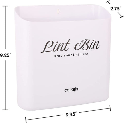 Magnetic Lint Bin for Laundry Room by CASAJIN - Space Saving Lint Bin Holder for Laundry Room Décor - Waste Bin with Magnetic Strip for Dryer, Washer, or Wall Mount