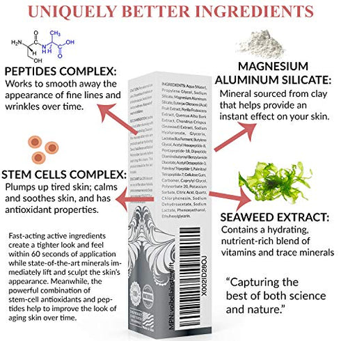 Instant Face Lift Cream - Best Eye, Neck, Face Tightening, Lifting & Firming Serum To Smooth Appearance, Hide Loose Sagging Skin, Puffiness, Fine Lines & Wrinkles Within Mins (Peptides & Stem Cells)