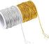 2 Rolls Metallic Elastic Cords Stretch Cord Ribbon Metallic Tinsel Cord Rope for Craft Making Gift Wrapping, 1 mm 55 Yards (Gold and Silver)