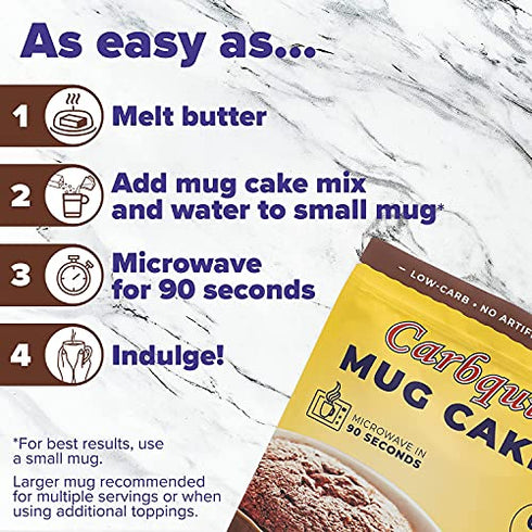 Carbquik Keto Mug Cakes (6 Pack) Keto-Friendly Dessert, Low in Net Carbs, Rich Chocolate Flavor, Ready in Just 90 Seconds, Nut-Free (Double Chocolate Chunk)