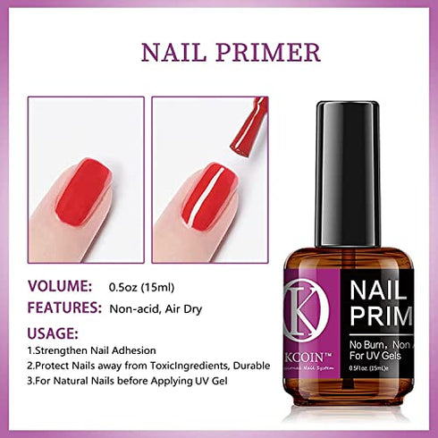 OKCOIN Nail Primer - Professional Nail Dehydrator and Primer Acid Free Nail Prep Dehydrator No Burn Nail Primer Superior Bonding Primer for UV Gels 0.5oz
