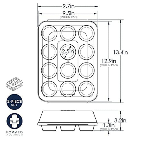 Nordic Ware Naturals 12 Cavity Muffin Pan with High-Domed Lid