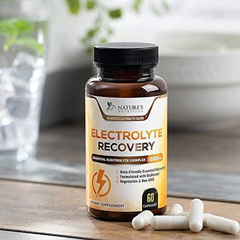 Electrolyte Hydration Tablets - Keto Friendly Zero Calorie Electrolytes Supplement for Rapid Rehydration & Recovery, Gluten-Free with Potassium and Magnesium for Sports and Exercise - 60 Capsules