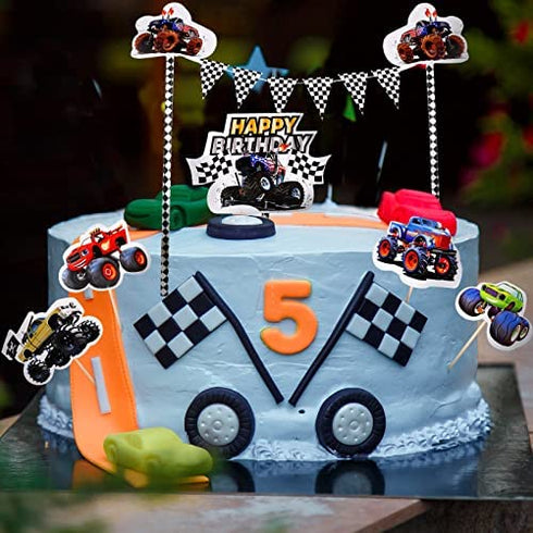 32 Pieces truck Party Supplies truck Car Cake Topper Set Including 1 truck Banner 1 truck Cake Topper 30 truck Cupcake Toppers for truck Birthday Baby Shower