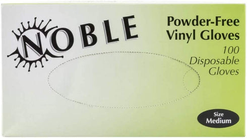 100 Pcs Noble Products Disposable Vinyl Gloves Latex Free Powder Free Clear Gloves for Cleaning Cooking Beauty Dishwashing Transparent (Medium)