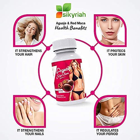Sikyriah Curves Capsules for Women - Natural Supplement - 1000 mg per Serving - Butt and Breast Enhancement Pills - Aguaje and Red Maca Root from Peru - Pdf Guide - USDA Certified