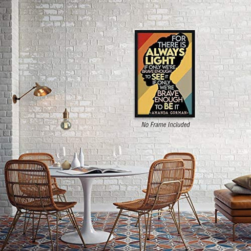 Amanda Gorman Poster Canvas Prints, Poem Amanda Gorman Wall Art The Hill We Climb Poem Poster Inaugural Poem Poster There Is Always Light Art Black History Month Wall Art Decor 16x24 Inch Unframed