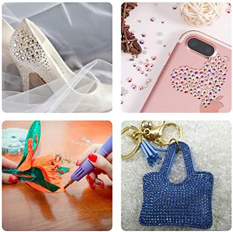 Hotfix Applicator Tool, Bedazzler Kit with DIY Hot Fix Rhinestones Include 7 Tips, Support Stand Tweezers Cleaning Brush Wax Pencils and 2400 Rhinestone