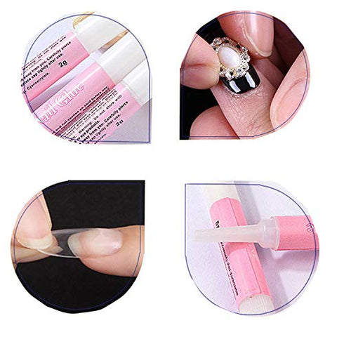 XICHEN 50 bottles Professiona Nail Art Glue for Beauty False Adhesive Transfer Tips Decorations Adhesive Transparent 2 ML(0.07 oz)/bottles,nail supplies for nail techs