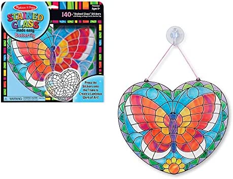 Melissa & Doug Stained Glass Made Easy Activity Kit: Butterfly - 140+ Stickers - Kids Sticker Stained Glass Craft Kit; Sun Catchers For Kids Ages 5+