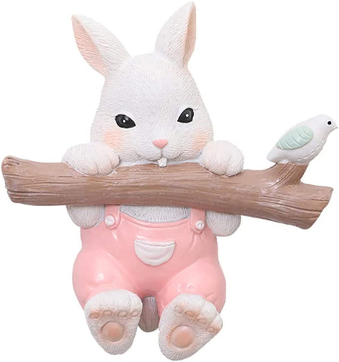 KESYOO Rabbit Wall Hook Resin Bunny Coat Hooks Wall Mount Decorative Animal Figurine Hooks Rack Hangers Holders for Clothes Towels Robe Keys Hats Bags Cable Wire