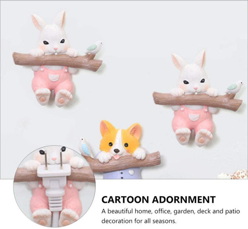 KESYOO Rabbit Wall Hook Resin Bunny Coat Hooks Wall Mount Decorative Animal Figurine Hooks Rack Hangers Holders for Clothes Towels Robe Keys Hats Bags Cable Wire