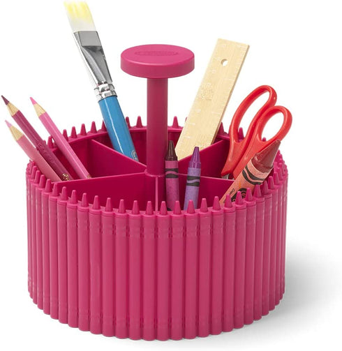 Room Copenhagen Crayola Round Storage Organizer - Creative Kids Desk Organizer with 5 Sections for Storing Pens, Pencils, Crayons and Other School/Office Supplies, Razzmatazz, Kids 3+ Years