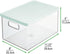 mDesign Plastic Bathroom Under Cabinet Stacking Storage Organizer Bin Box with Lid - Holds Soap, Body Wash, Shampoo, Lotion, Conditioner, Towels, Accessories, Body Spray, Mouthwash - Clear/Mint