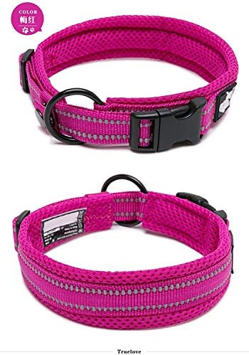 Dog Collar Reflective Premium Duraflex Buckle,High Grade Nylon Webbing No Choke Basic Collars Truelove TLC5011(Fushcia,XL)