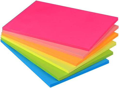 Sticky Notes 4x6 in Bright Stickies Colorful Super Sticking Power Memo Pads Strong Adhesive 6 Pads/Pack 48 Sheets/pad…