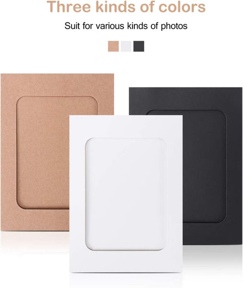 VORCOOL Kraft Paper Photo Frames 4x6in 30pcs Picture Frames Multi Wall Hanging Paper Photo Frames with 30 Clips 3 Ropes for DIY Display Party Decor